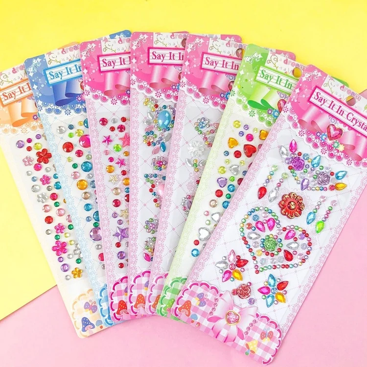 New Crystal Sticker Children Handmade DIY  Notebook Gemstone Acrylic Love Diamond Sticker