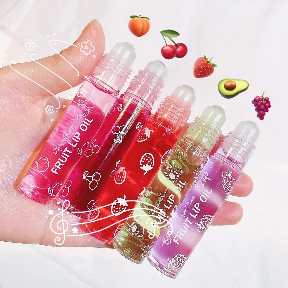 Fresh Fruit Roll-on Lip Balm Lip Makeup Primer Moisturizing Clear Transparent Oil Long Lasting Hydrating Lip Gloss