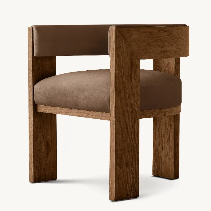 High Quality Home Wooden Chairs Furniture Leather Seat Dining Armchair