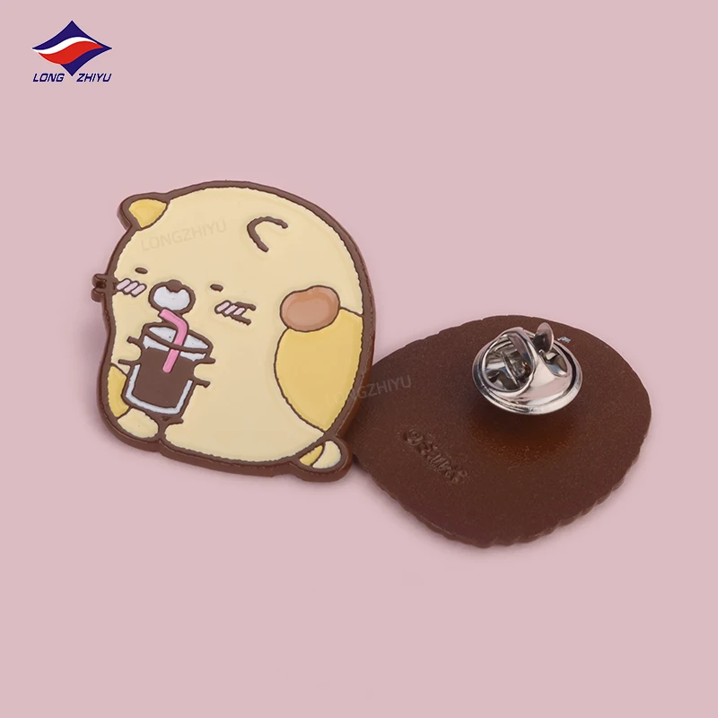 Longzhiyu anime hat brooch pin manufacturer custom cute color animal pins metal enamel personalized logo lapel pin