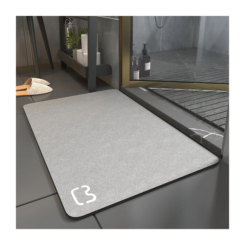 Wholesales Luxury Diatomite Bath Foot Mat Leather Texture Soft Quick Dry Bathroom Door Mat For Bathroom/Living Room/Bedroom