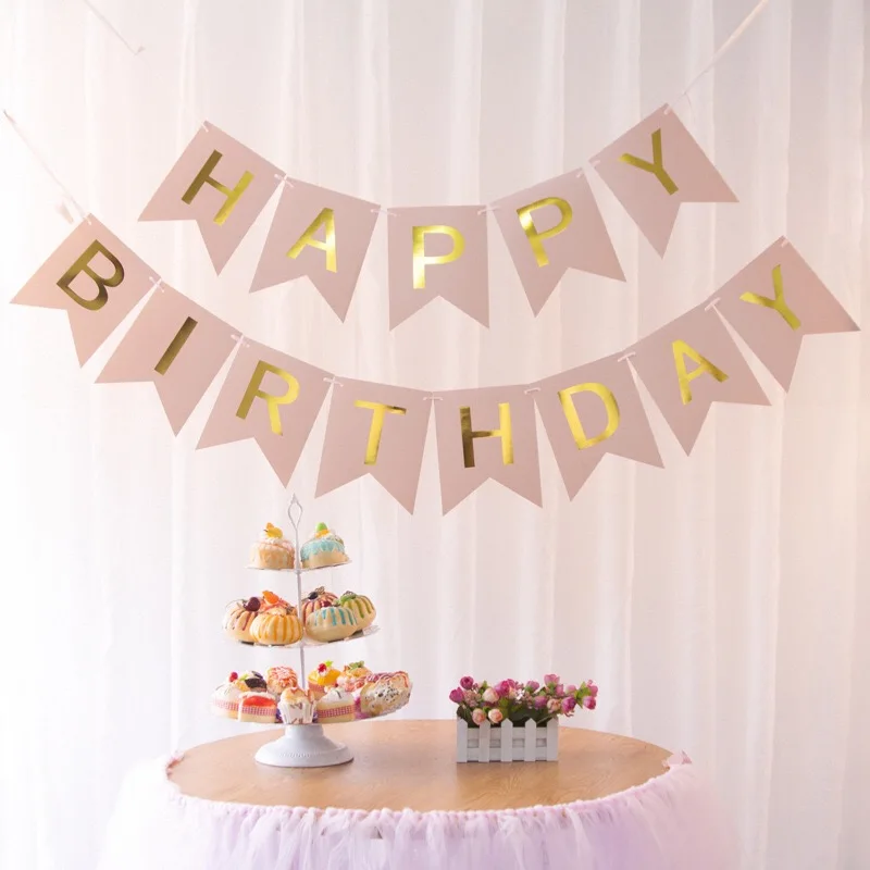 Custom Happy Birthday Party Paper Banner or Paper Bunting Flag for Decoration Sale
