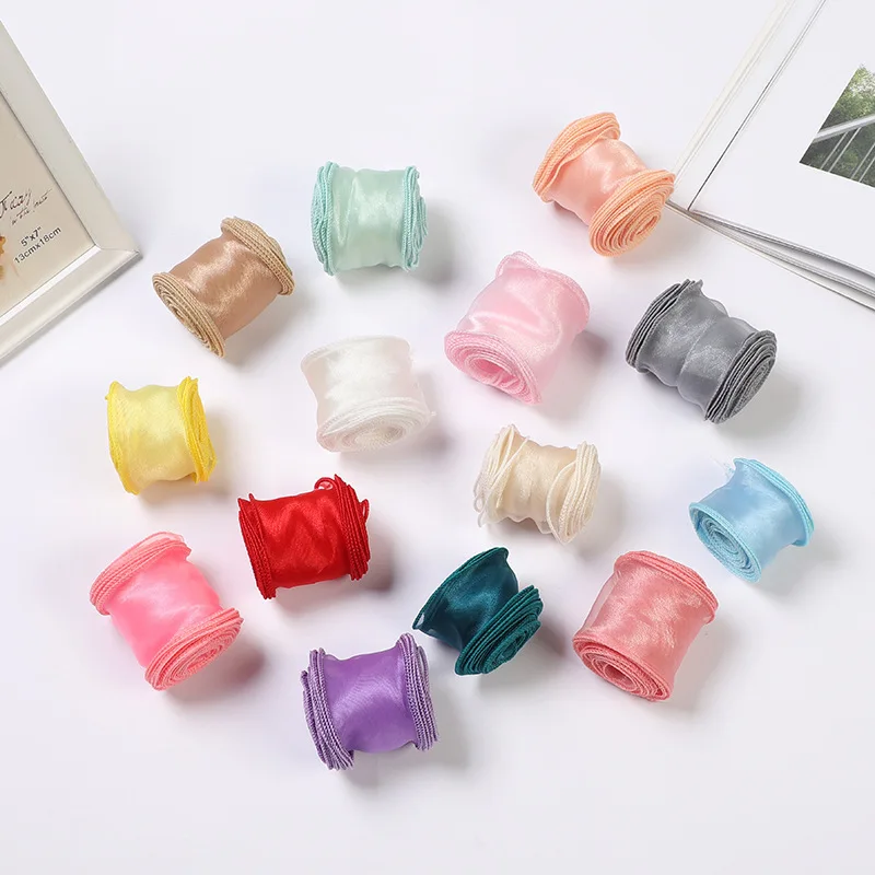 4cm Phnom Penh Fishtail Yarn Ribbon Flower Bundle 100% Polyester Stock Auxiliary Packaging Decoration Curved Edge Wave Magic