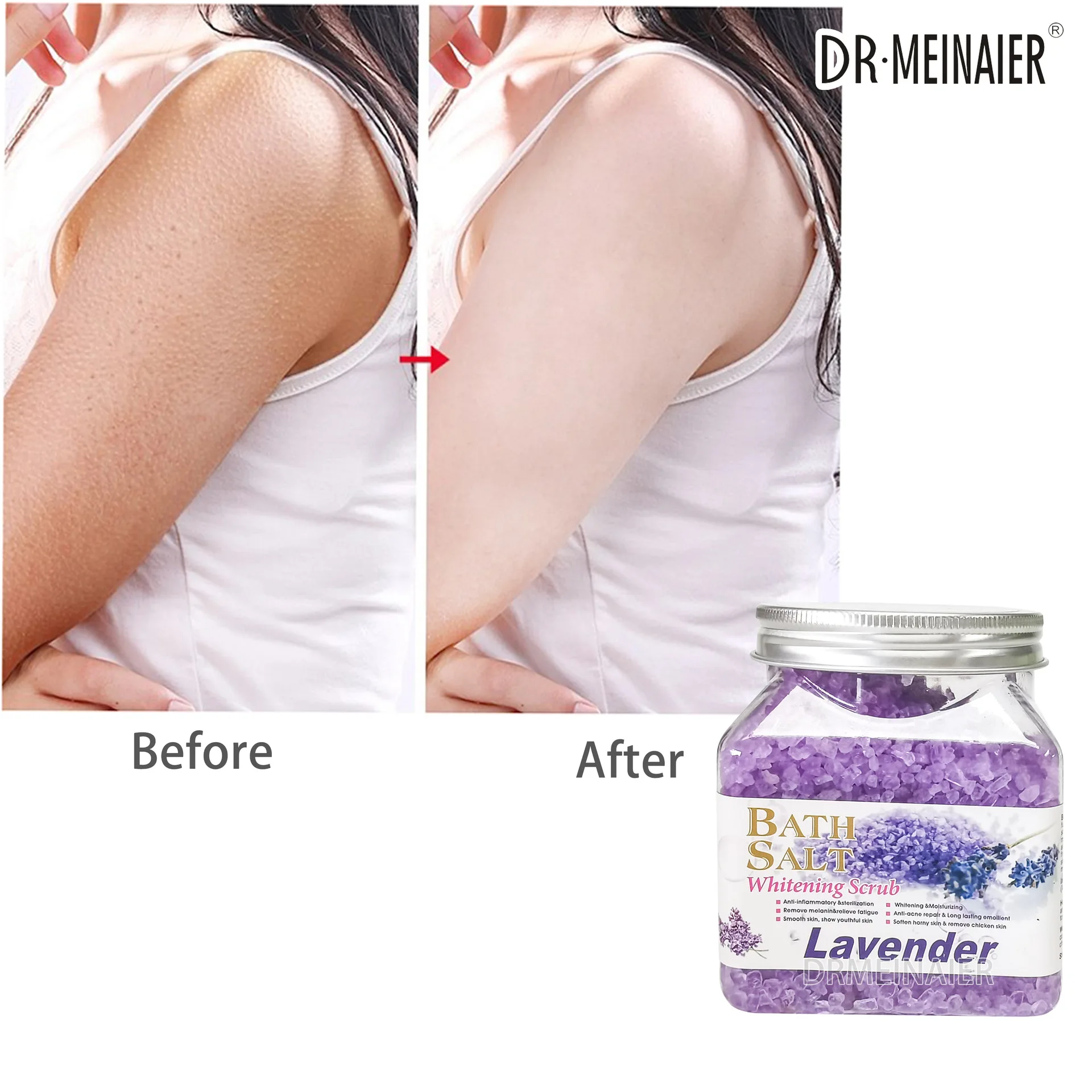 New Natural Organic Face Body Deep Cleaning Exfoliating Bath Salt Scrub Cream Bath Salt For Skin, Whitening Brightening Scrub