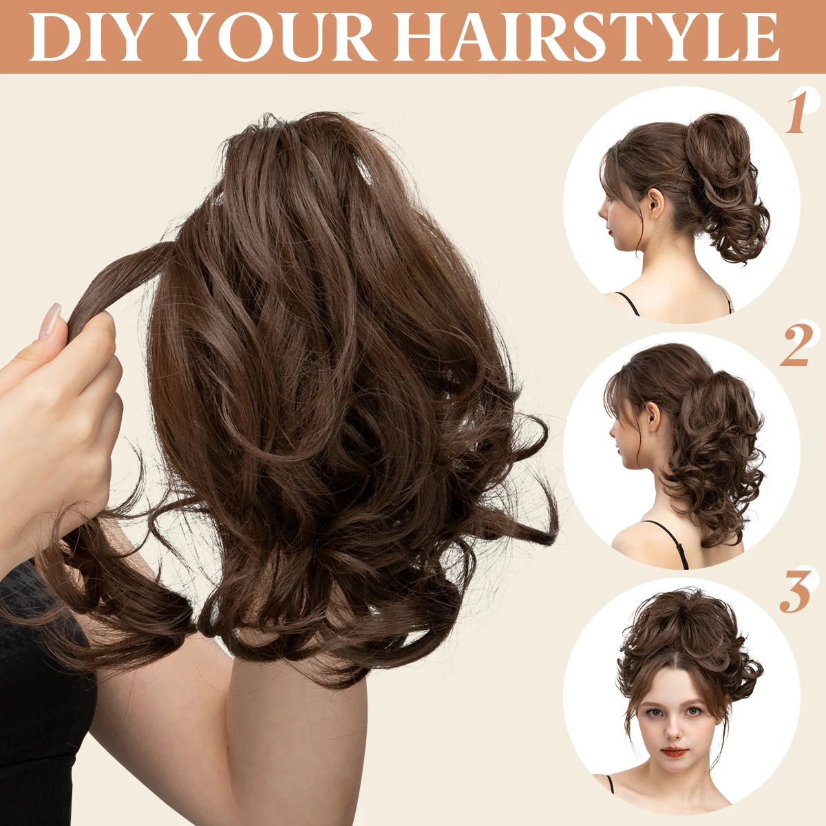 Wholesale Claw Clip In Ponytail Hair Extensions Short Curly Fiber Heat Resistant Ponytail Natural Wavy Synthetic For Women