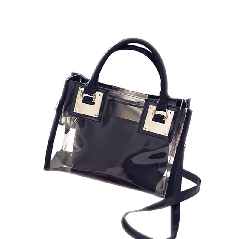 
New Designer High quality fashionable big capacity pvc clear handbag PVC PU Leather Shoulder Bag with Mini Zip lock 
