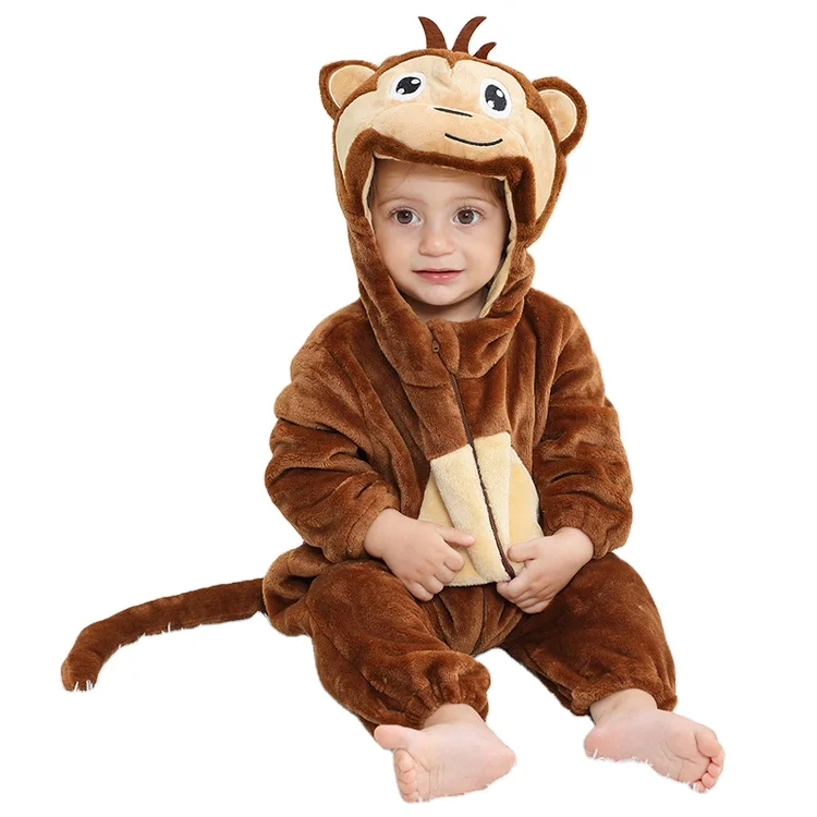 NEW 2023 Cartoon animal baby onesie Class A flannel baby crawling suit autumn and winter cute and popular