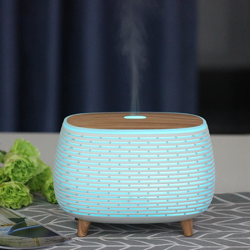 New 7 Color Spray Mist Air Humidifier 400ml Wood Grain Electric Ultrasonic Aromatherapy Essential Oil Sprayer  Aroma Diffuser