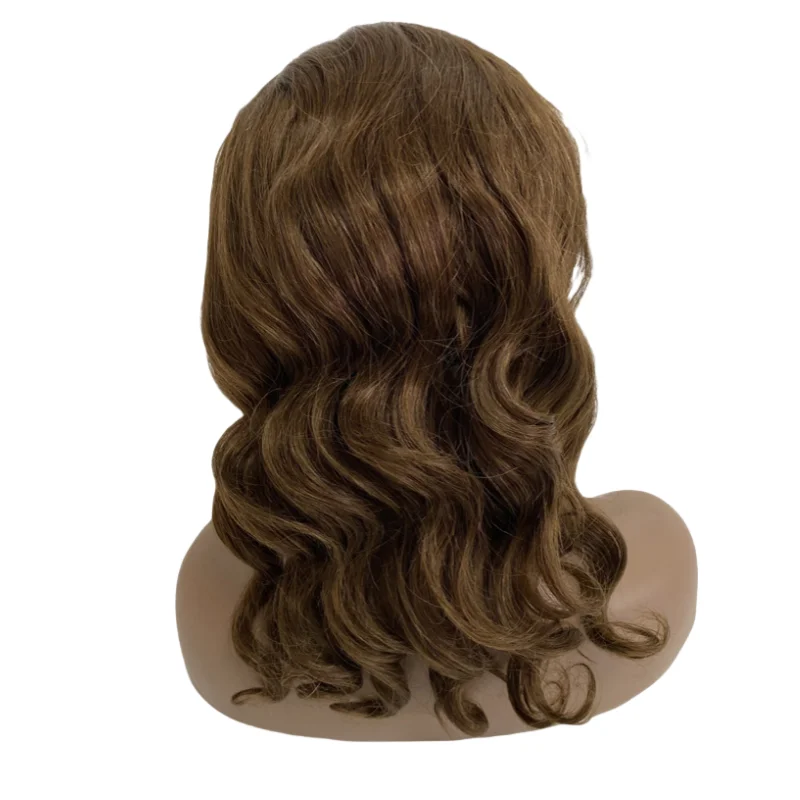 Women long Style Mono Wig Swiss Lace Base PU Thin Skin Around Virgin Human Hair Topper Women Toupee