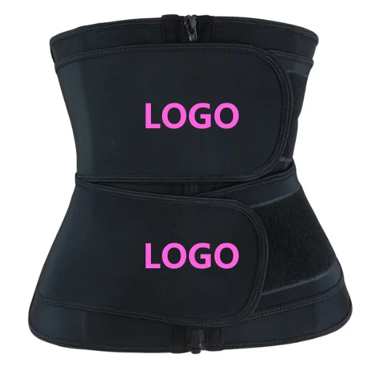 Custom Logo Women Body Shaper Steel Bone Shapewear Double Belt Latex Waist Trainer Corset With Zipper