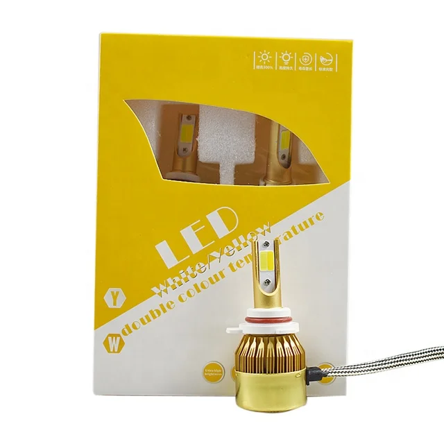 Wholesale C6 Dual Color LED Headlights 3000K 9012 9005 9006 12v 24v LED Fog Light Headlamp Bulb for auto cars