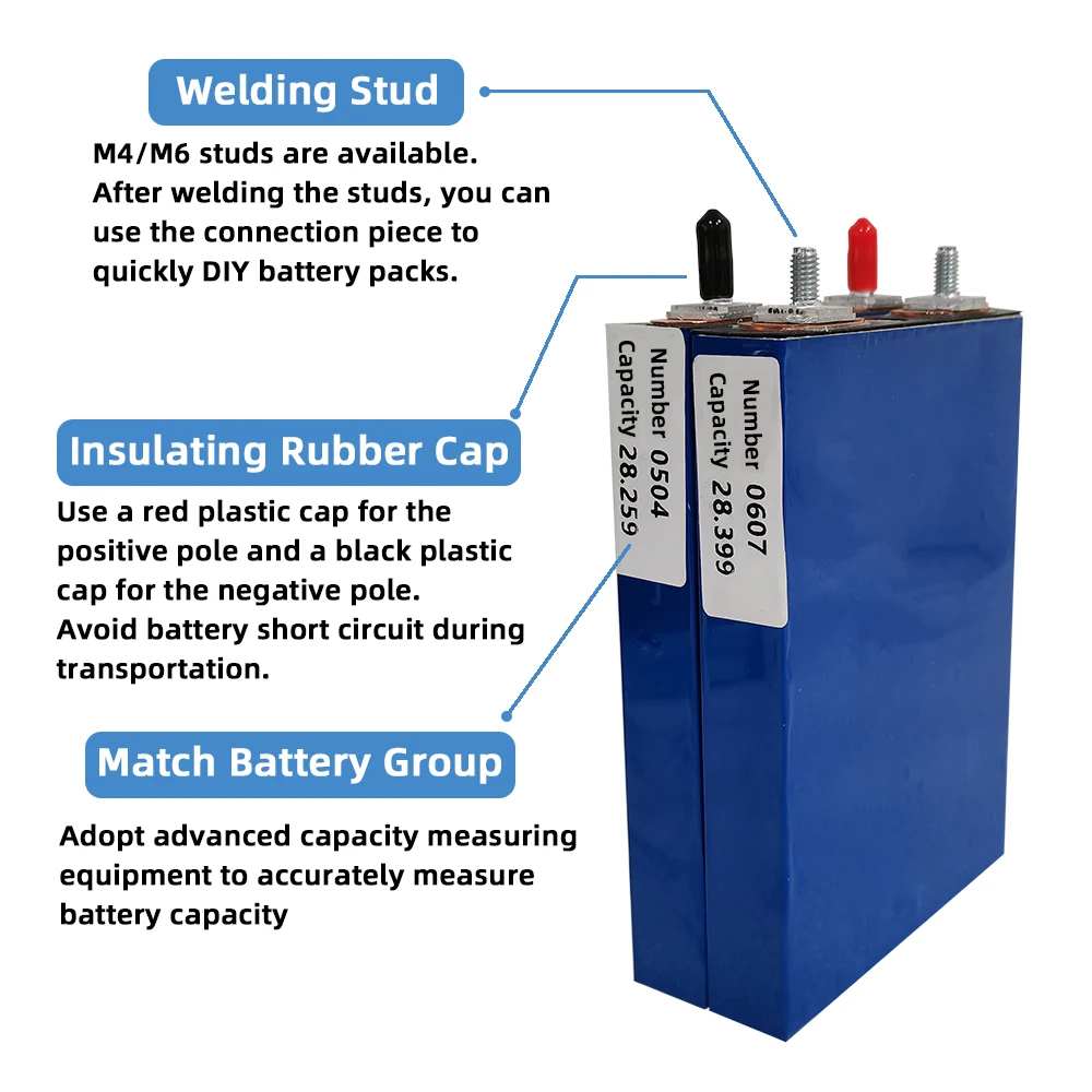 EV battery Solar lamp battery 3.2 V 20Ah 21Ah 22Ah 23Ah 24Ah Prismatic 3.2V LiFePO4 Lithium battery Cells with stud