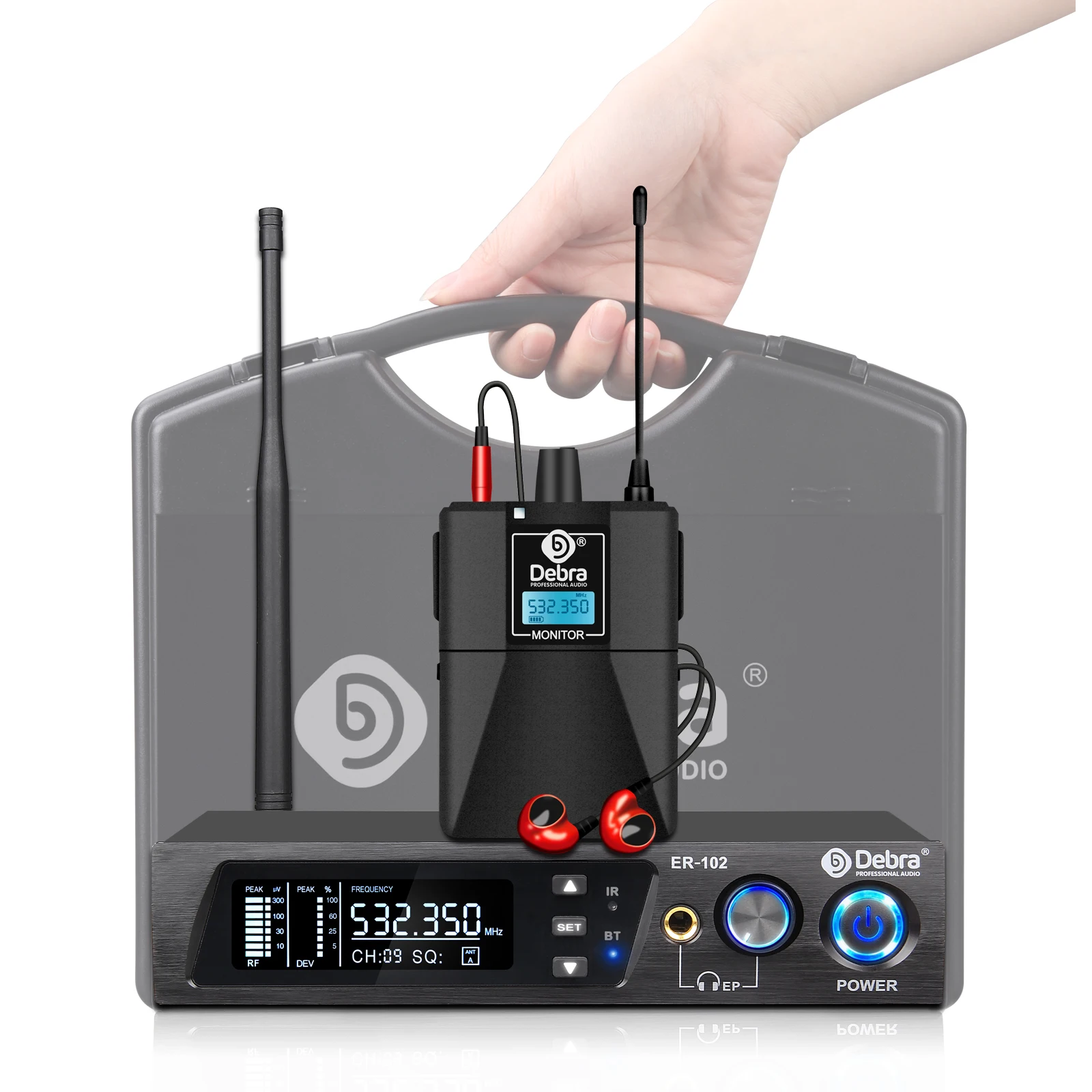 ER-102 Portable Wireless in Ear Monitor System Headset Microphone Professional Singing Sound System Condenser Microphone 120DB