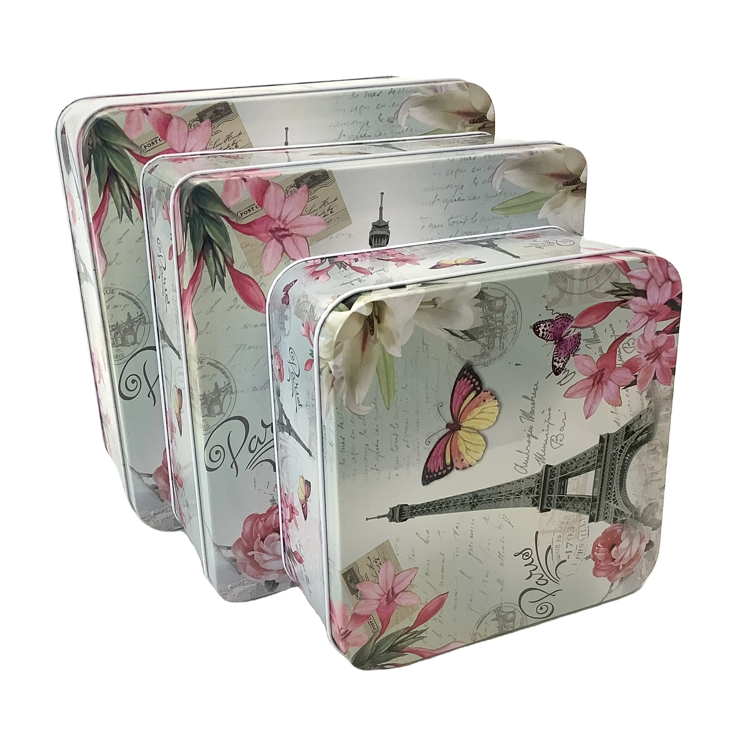 fancy square luxury chocolate cake packaging gift metal tin box