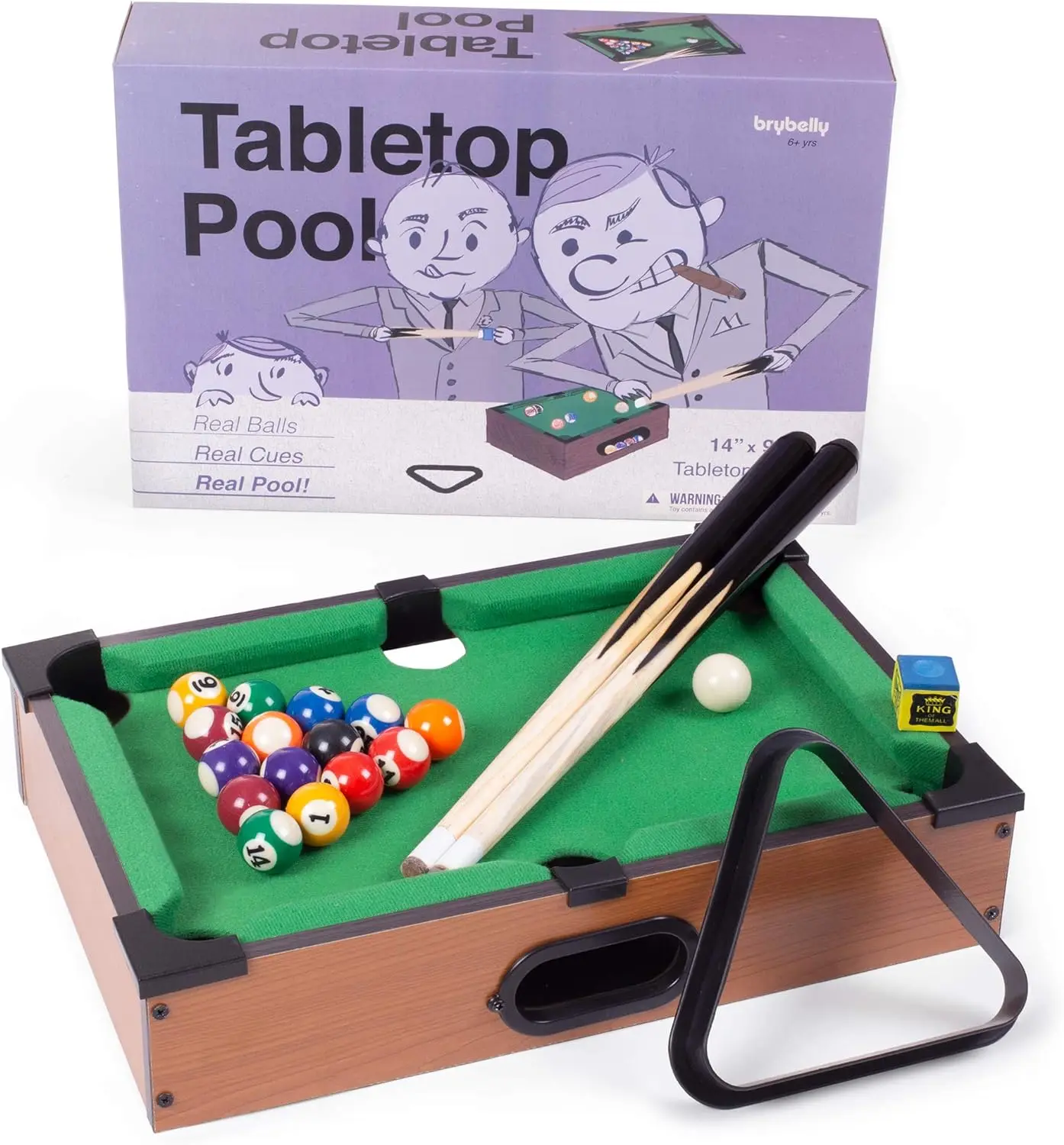 Portable Mini Tabletop Slat Pool Set Includes Solid Wood Legs Game Balls Sticks Chalk Brush Triangle for Billiard Games