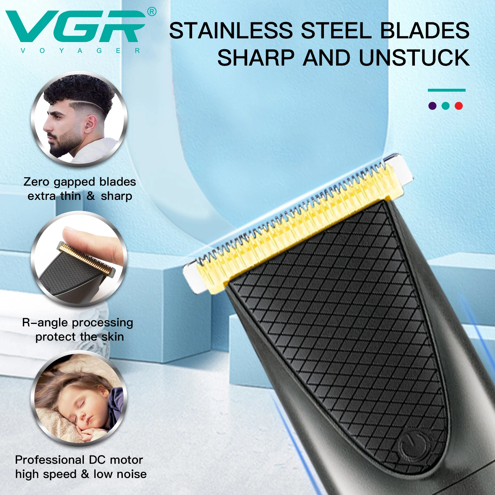  Vgr 0mm-3mm Zero Gap Waterproof Cordless Professional V-090 Manufacturing Hair Cut Trimmer