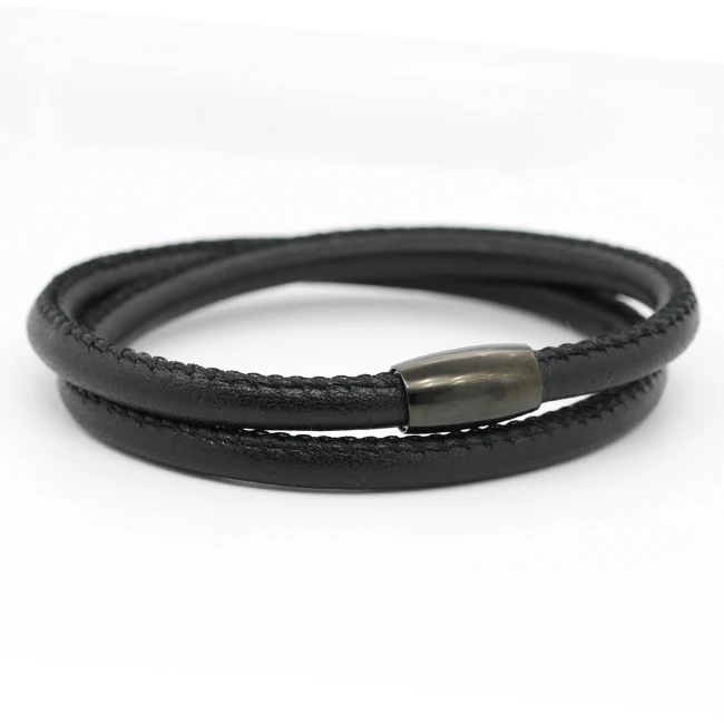 
fashion softer music show party stitch swen sheep leather bracelet men personalized bracelet wrap stainless clasp jewelry gift 