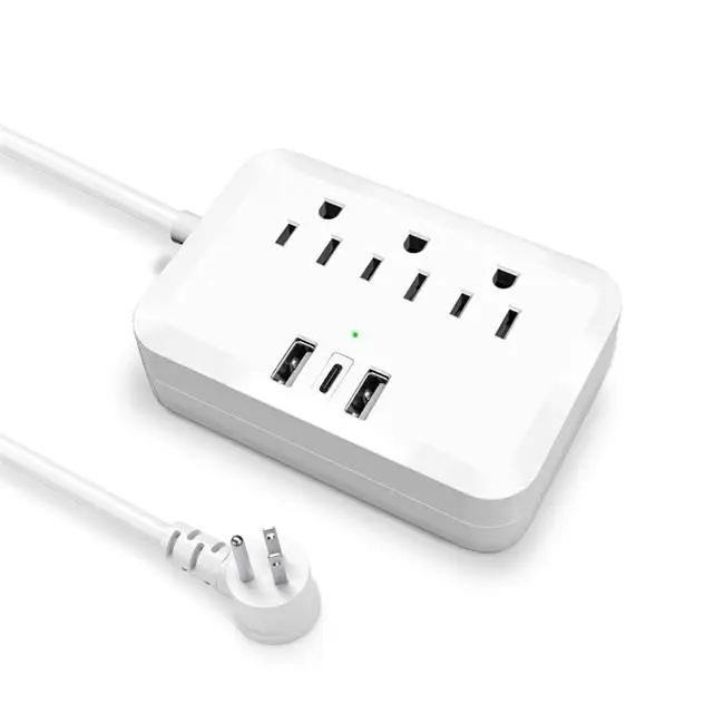Новый продукт много 3 USB и 3 розетки питания переменного тока с USB C PD 18 Вт плоская вилка американский стандарт удлинитель