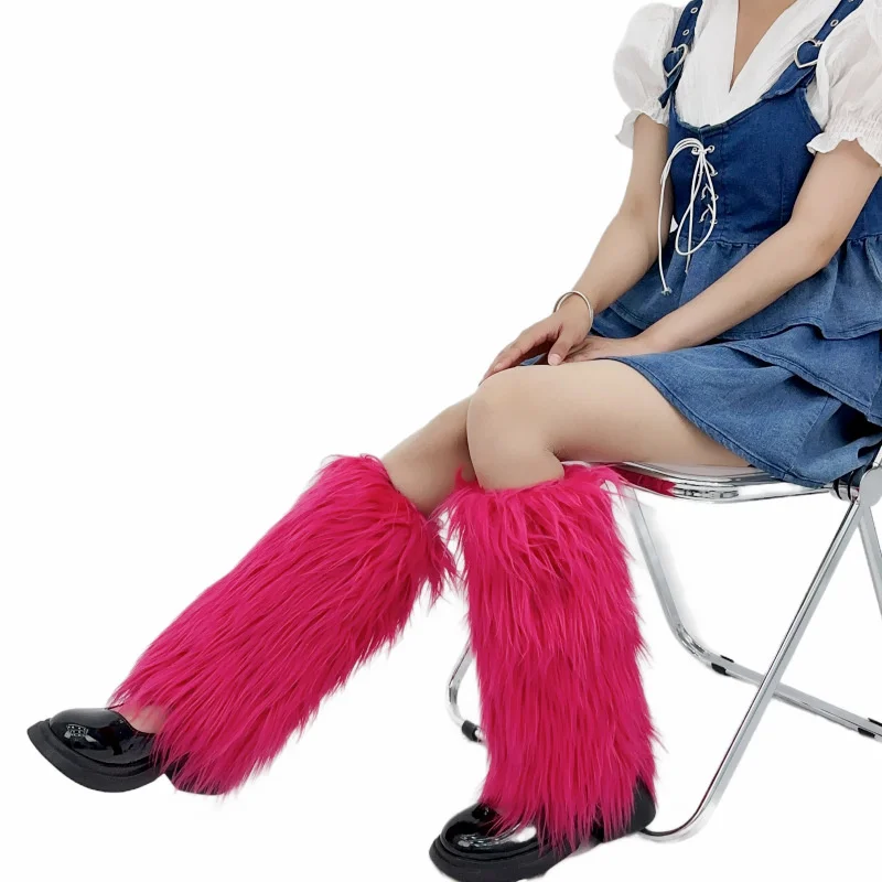 IDOIT Faux Fur Leg Warmers Boot Covers Lady Cute Knee-length Hipster Warm Sock Fashion Socks Furry Leg Warmers