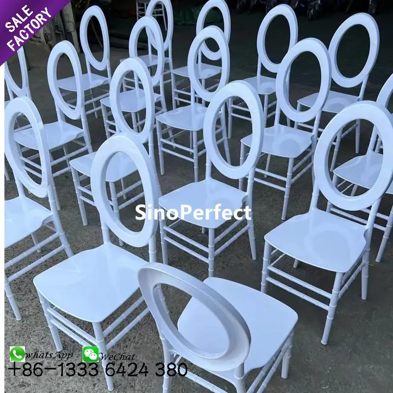 New Arrival Product Oval Round Back White Chair Luxury Stackable Plastic Resin Louis Chair For Events Wedding Party