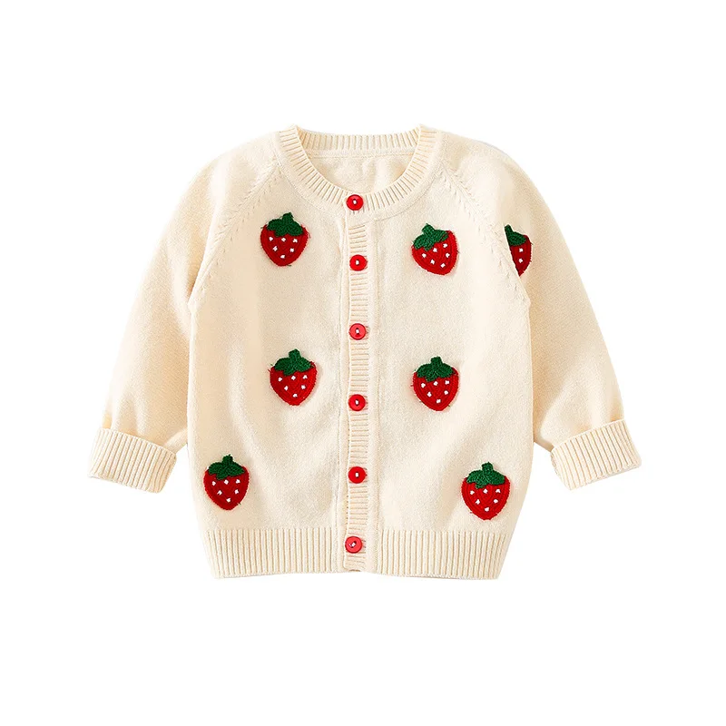 Lovely Sweet Baby Clothes Sweater girls clothes Cotton Spring Autumn Girl Sweater Girl cardigan Unisex with Fruit Pattern