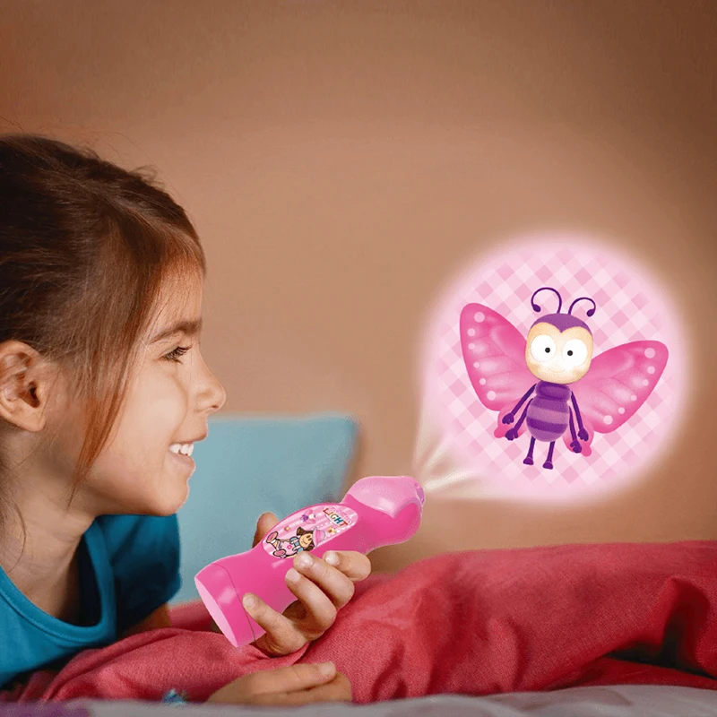 
LED flashlight cartoon girl projection lamp 90 rotation early enlightenment children sleep lamp kids educational toys 