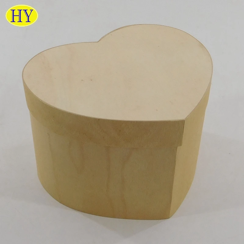 Wholesale Cheap Wood Heart-shaped Box Veneer Wood Cheese Cake Boxes