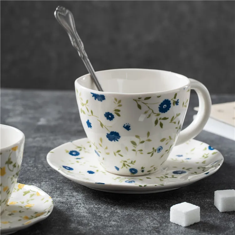 Custom gift box european handmade flowered ceramic tea cup home decor luxury floral tea sets porcelain teapot tea set