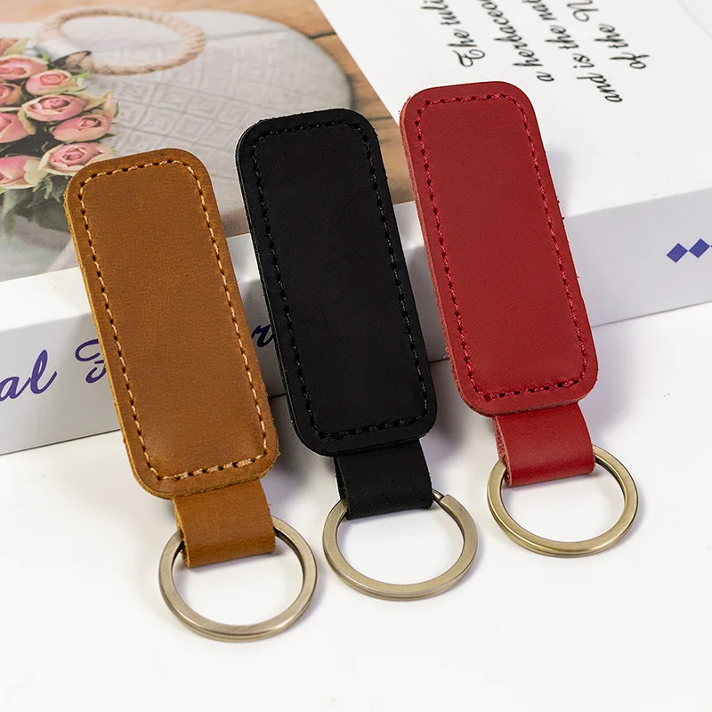 Personalized custom genuine leather pu leather keychain leather customization