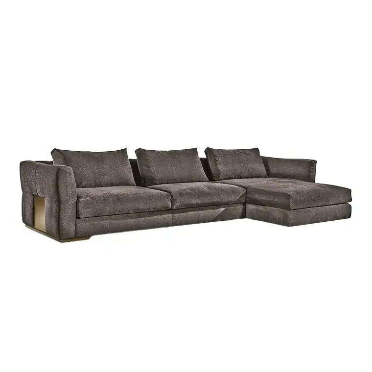 Italy Luxury Cotton And Linen Living Room Sofa Metal Foot Design Modern Sofa