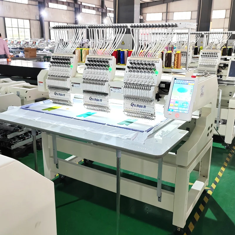 Gensen business 15/12 needles 3 heads multi heads industrial embroidery sewing machine price computerized