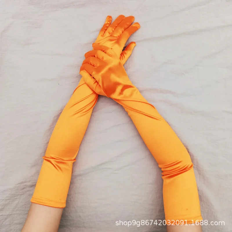 Stock Wholesale Fashion Party Wedding Long Elbow Bridal Satin Gloves For Women