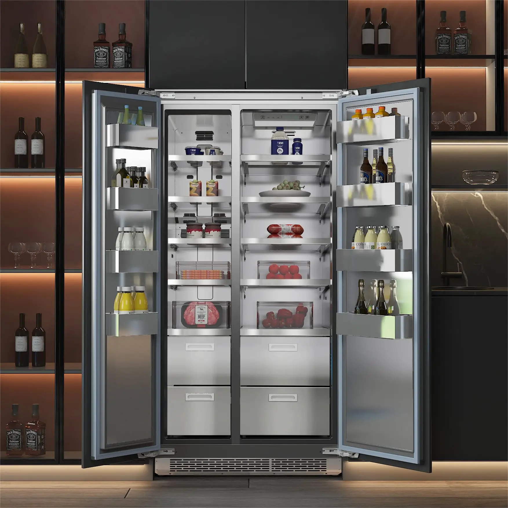 ZUNGUI BCD-455WQB Factory Direct Sale Cooling Refrigerator No Frost Built-in Refrigerator