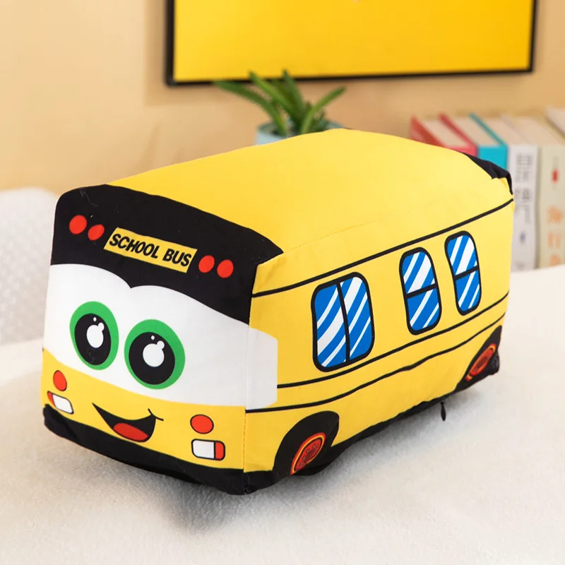 Multi Sizes Colors Cartoon Bus Plushies Bedtime Toy Sleeping Doll Soft Pillows Stuffed Car Plush Toys for Kids