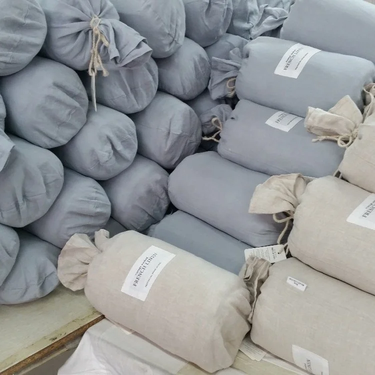 Stone Washed French Linen Bed Sheets , Bed Linen and Belgian linen Bedding Set