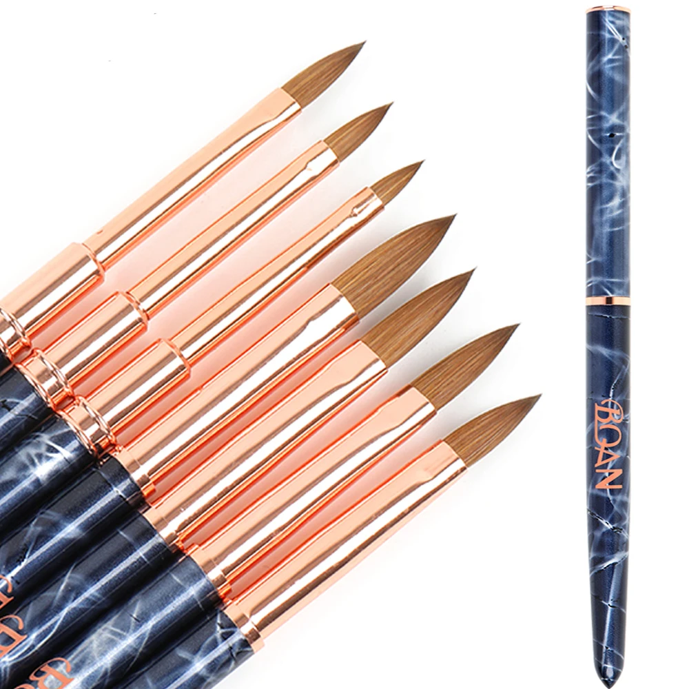 BQAN Пользовательский логотип металлическая розовая Золотая мраморная Кисть для ногтей жидкий порошок чистый колонский волос кисти акриловая кисть