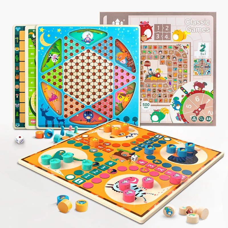 kids Chinese checkers Three in one game board chess