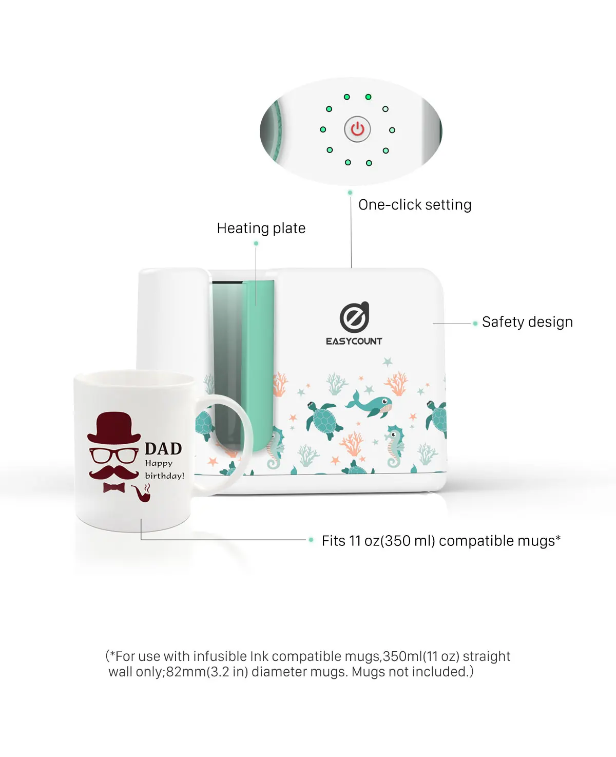 Portable Home Use 11oz Ceramic Cup Custom Cricut Sublimation Mug Printing Heat Press Machine