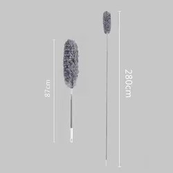 2.8m Stainless Steel Retractable Duster Household Dust Sweeping Ceiling Cobweb Cleaning Duster