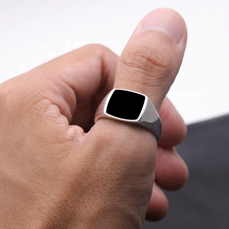 925 Sterling Silver Enamel Blank Signet Ring for Men and Women Custom