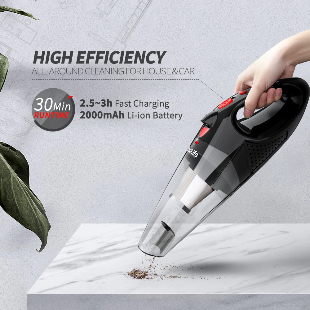 Vaclife 12V 100W Cordless Vacuum Cleaners Rechargeable for Mini Handheld Portable Car Vacuum Cleaner Sofa Vacuum Battery Medium