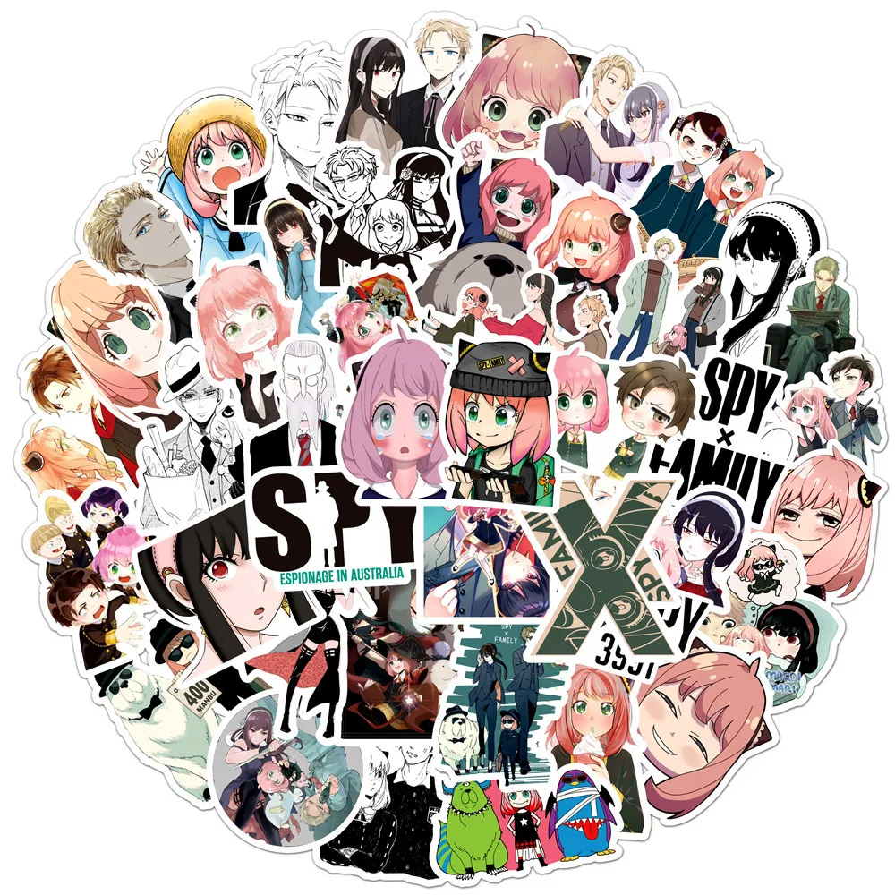 50pcs Japanese Anime SPY X FAMILY Stickers For Laptop Cup Suitcase Cartoon Sticker Waterproof