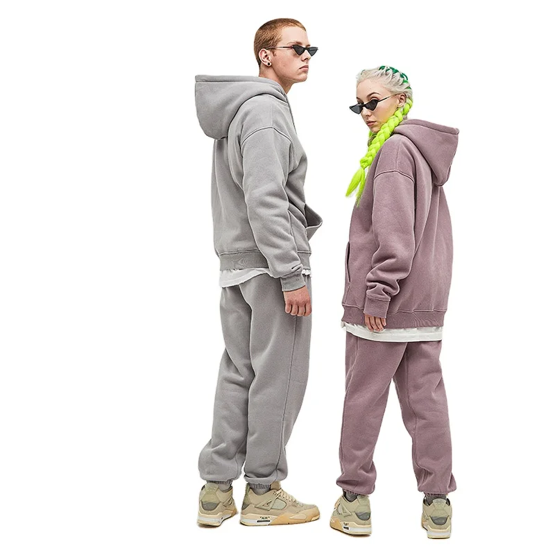 Multicolor Men Pants Jogger Brown Hoodie And Sweatpants Cotton Fleece 2 Pieces Hoodie Set Unisex Oversize Hoodie And Jogger Set