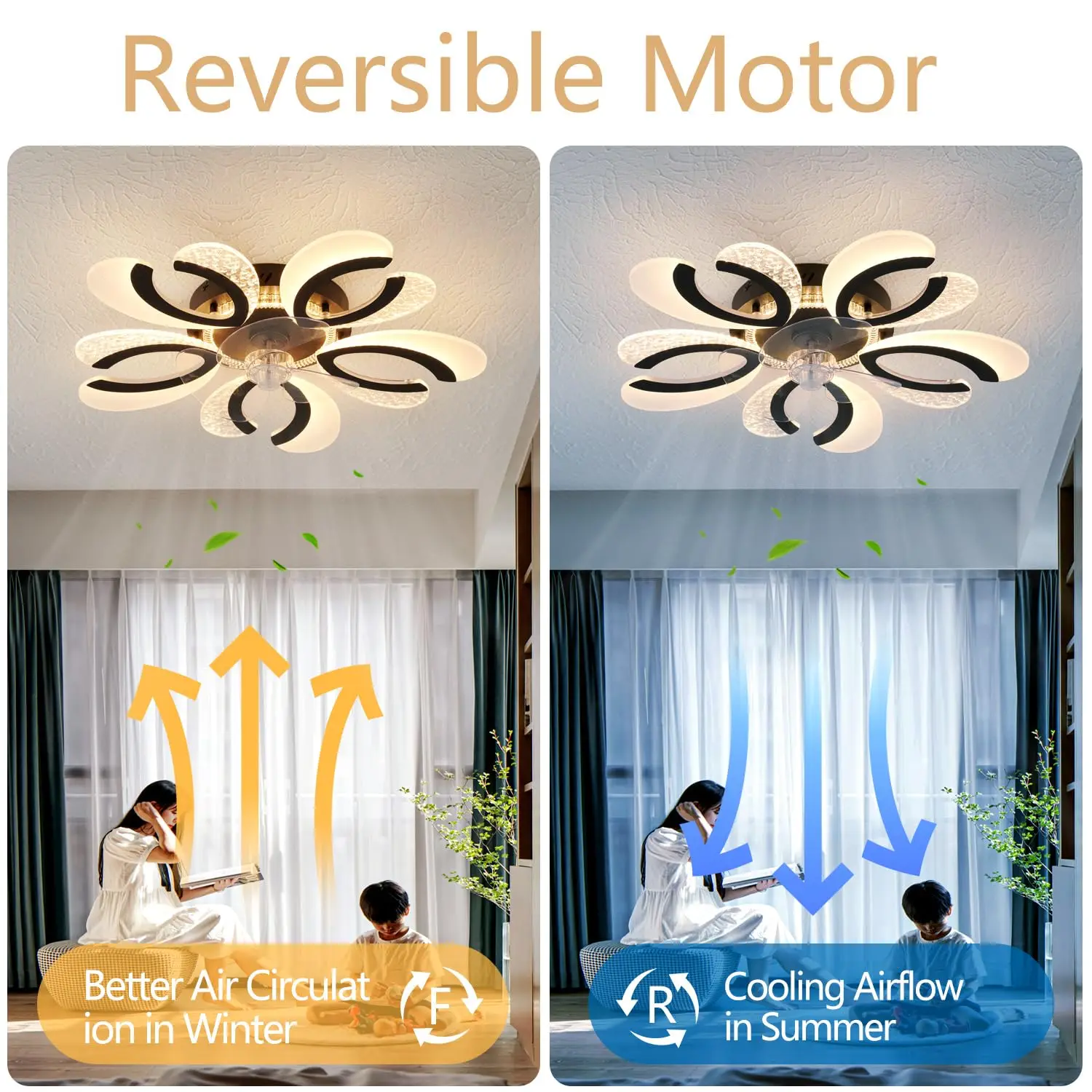 24' Retail Bedroom Electric Decorative Remote Control Smart Chandelier Copper Motor Modern Led Ceiling Fan With Light