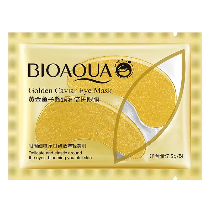 Частная этикетка BIOAUQA лучшие темные круги удаление Коллагена против морщин Кристалл гиалуроновой кислоты 24k Золотая маска для глаз листа