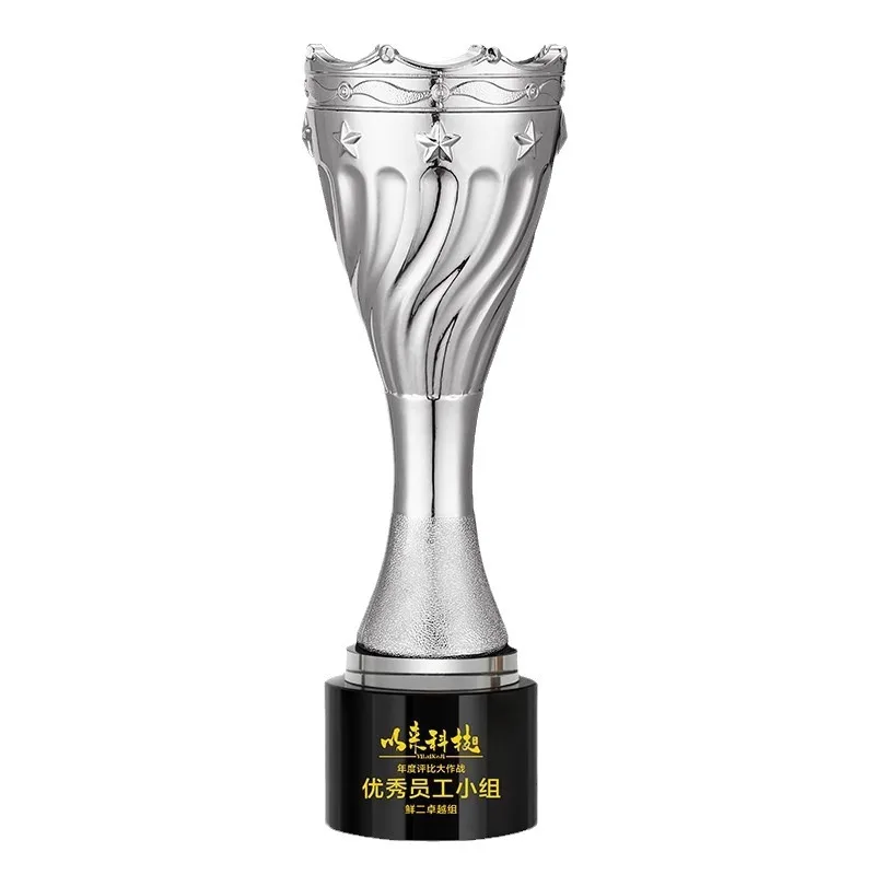 Metal Trophy V-shaped Brand Sales Monthly Champion Medal Awards Crystal Trophy Customized Event Souvenirs