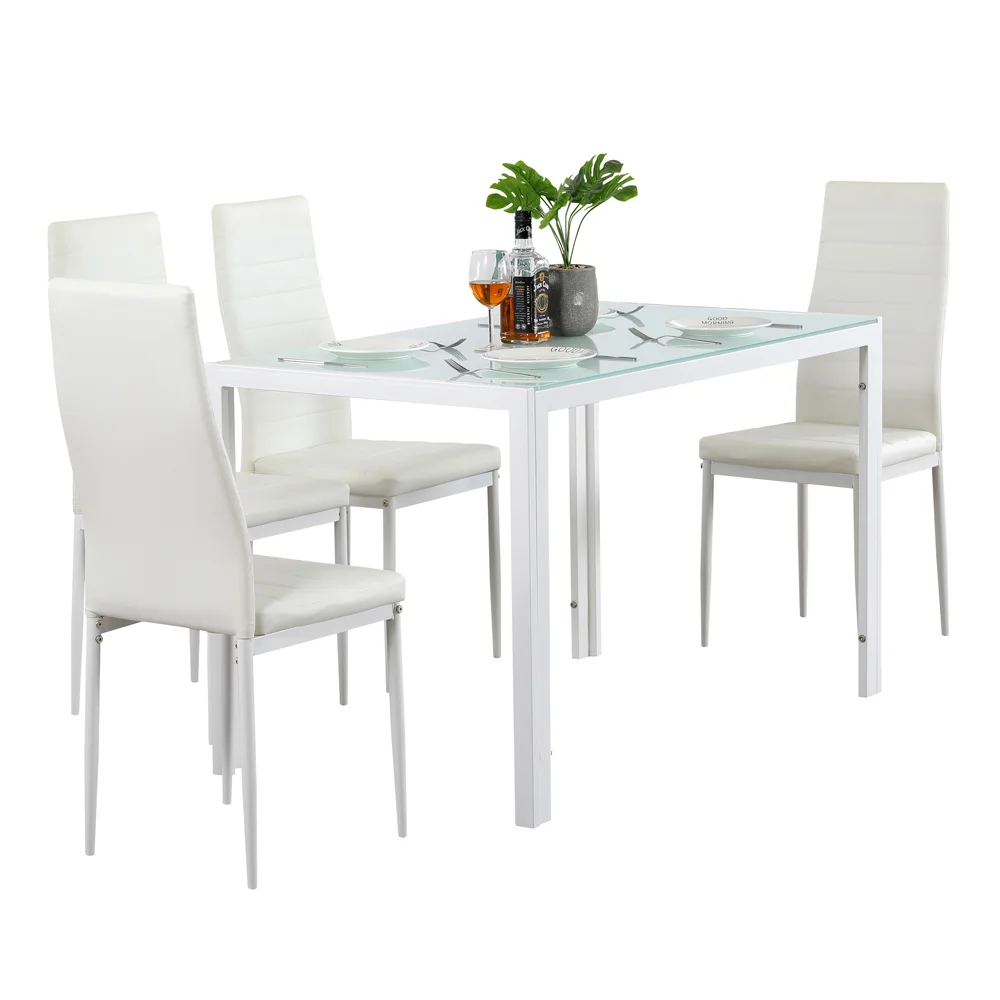 Nordic style cheap Classic 4 Seater Modern Tempered Glass Top Dining Table Set/Dining Table and Chair