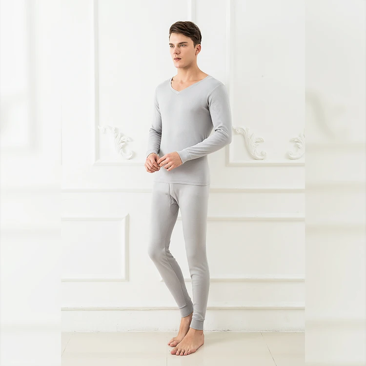 Удобная модная мужская хлопковая Термоодежда с длинным рукавом и V-образным вырезом