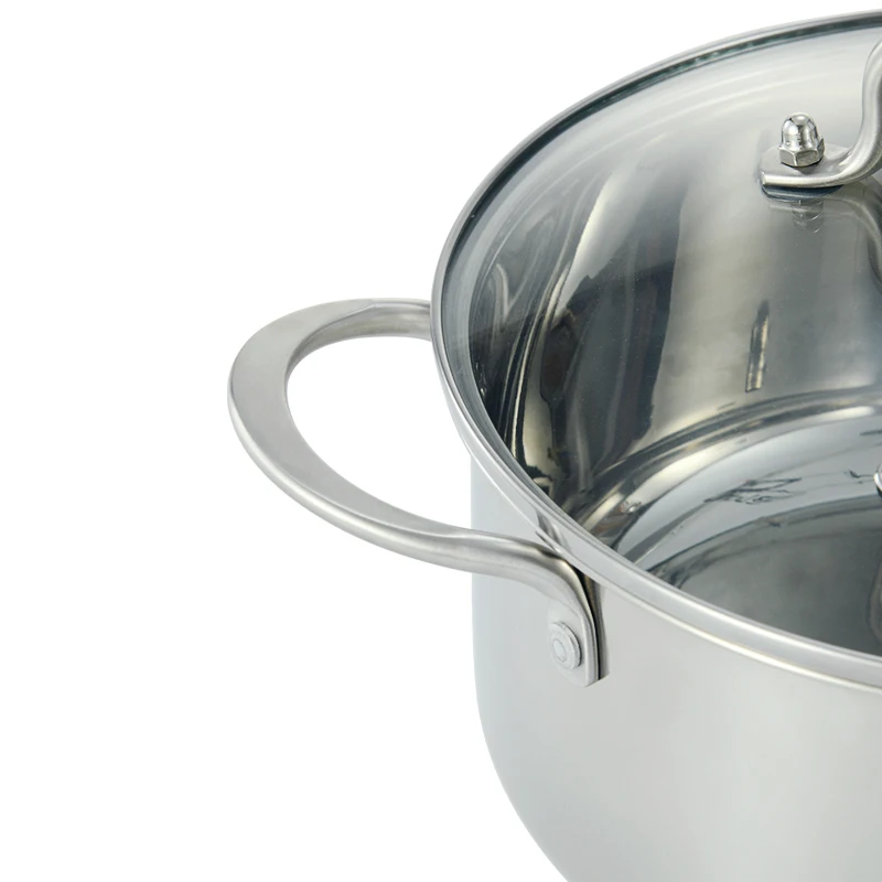 10PCS Casseroles Stockpots Cooking Pot Set Stainless Steel with Lids Kitchen Cookware Sets Chinese New Year Single Bottom 0.45mm
