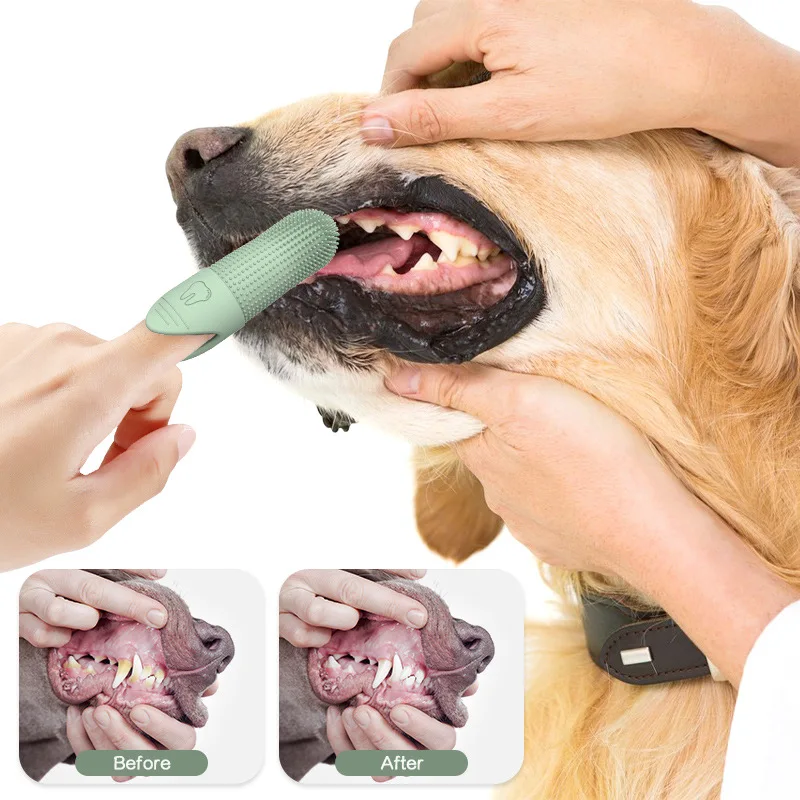 Pet Toothbrush Finger Silicone Dog Teeth Care 360 Tooth Brushing Kit